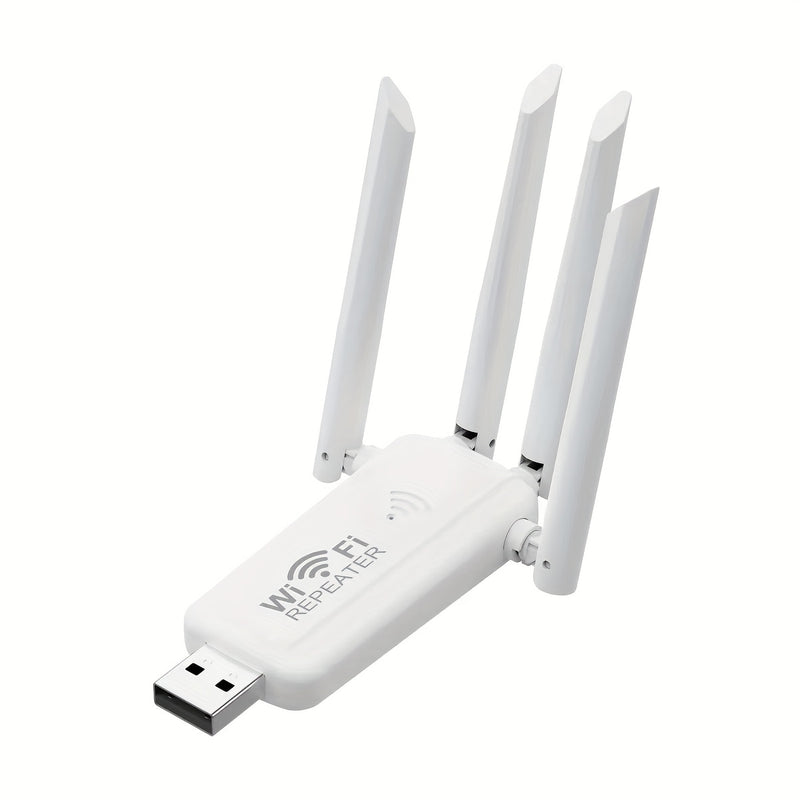 1 pieza de acelerador de red, repetidor con cuatro antenas, red mejorada de canal único 2.4G, conexión conveniente, conexión inalámbrica, 300 Mbps, adecuado para hogares y áreas de oficina, disponible en negro y blanco.