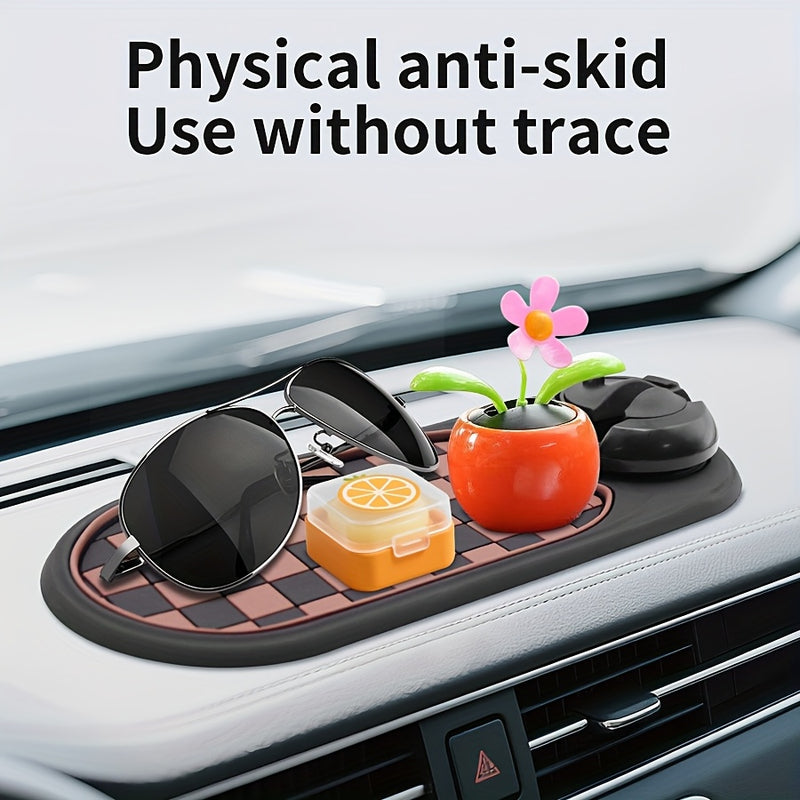 Soporte antideslizante para coche - Montaje rotativo antideslizante para teléfono, navegación y tarjetas de estacionamiento, material ABS, opciones negras/rojas/grises, compatible con la mayoría de los vehículos, montaje para teléfono en coche, accesorio
