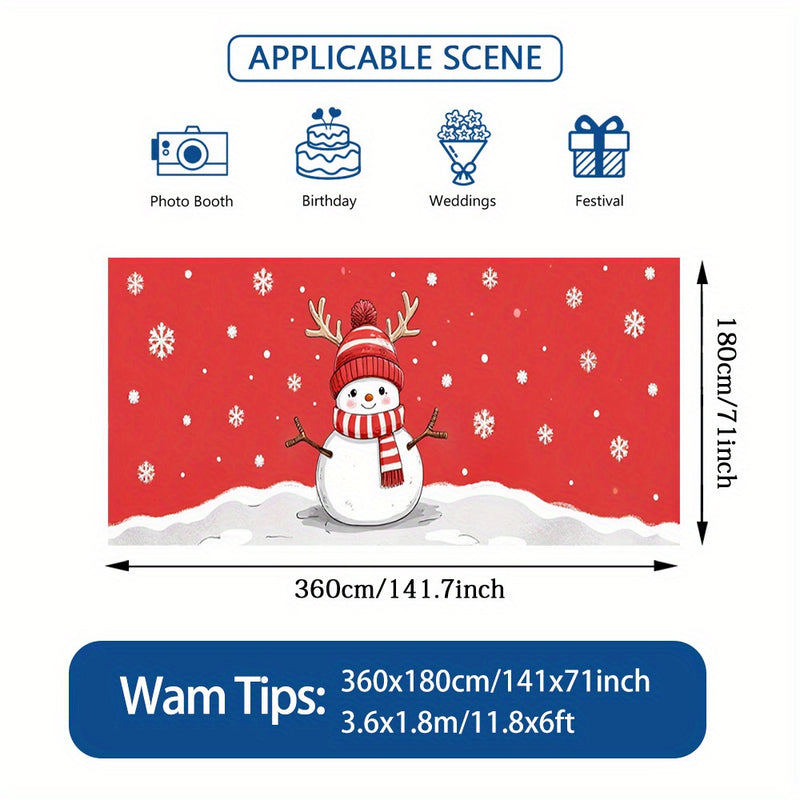 2D Banner de Puerta, 1 Pieza, Fiesta Navideña, Alce y Hombre de Nieve 2D, Impresión Plana, Banner de Puerta de Garaje - Decoración de Vacaciones Duradera de Poliéster con Copos de Nieve Rojos, Perfecto para Navidad, Bodas, Fiestas Hawaianas y Decoración