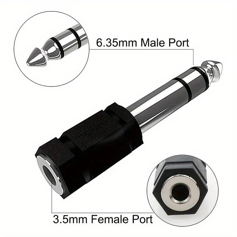 Conector Adaptador de Audio para Auriculares 2 piezas de Hembra 3.5mm a Macho 6.35mm para Piano Digital, Teclado, Micrófono Estéreo y Cable AUX