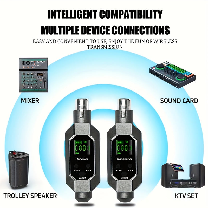 Sistema de MIDI inalámbrico XLR de dos puntos con un solo clic y un solo punto con carga recargable, adecuado para mezcladores, guitarras, bajos, etc. Instrumentos, canto, fiestas, etc. Transmisión inalámbrica de sonido, amplificador de sonido, gran volu