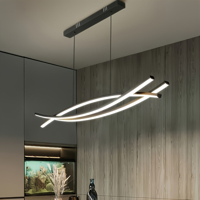 Iluminación Colgante de Lujo Moderna|Lámpara Lineal Suspendida|Fijación LED Regulable 3000K-6500K|Iluminación para Islas en Aluminio|para Comedores, Salones y Aislamientos