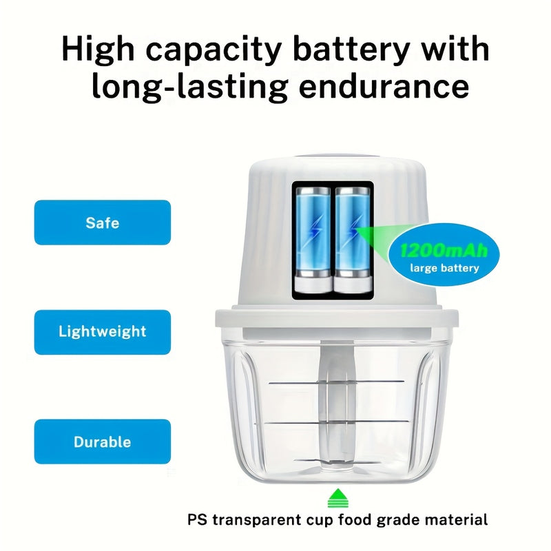 Mini picadora eléctrica de 400 ml y 250 ml con batería recargable por USB, equipada con 6 o 3 cuchillas. Portátil para picar ajo, verduras, frutas y carne. Ideal para picar cebolla, chile, col, jengibre, zanahorias, etc.