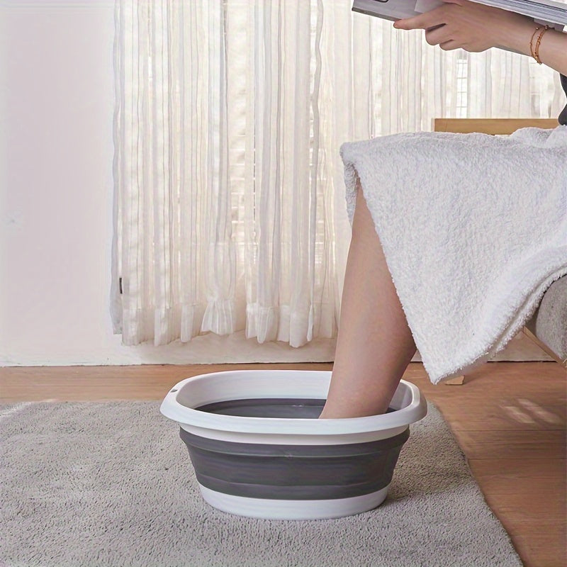 Fregadero plegable que ahorra espacio - Plástico duradero, fregadero plegable portátil adecuado para el hogar, el dormitorio y el camping - Diseño moderno, forma ovalada, uso versátil.