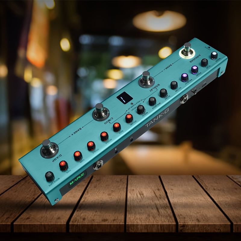 Pedal de efectos para guitarra M-VAVE TANK-G multifunción con supresor de ruido, 9 ranuras para preamplificador, ecualizador de 3 bandas, 3 modulaciones, 3 delays, 3 reverbs, 8 ranuras para cabinas IR, afinador, aplicación y software para PC, recargable