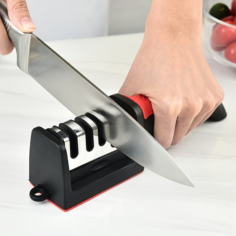 1pc Afilador de cuchillos de diamante, herramienta de afilado profesional de 4 etapas de tungsteno y cerámica, para cuchillos de cocina