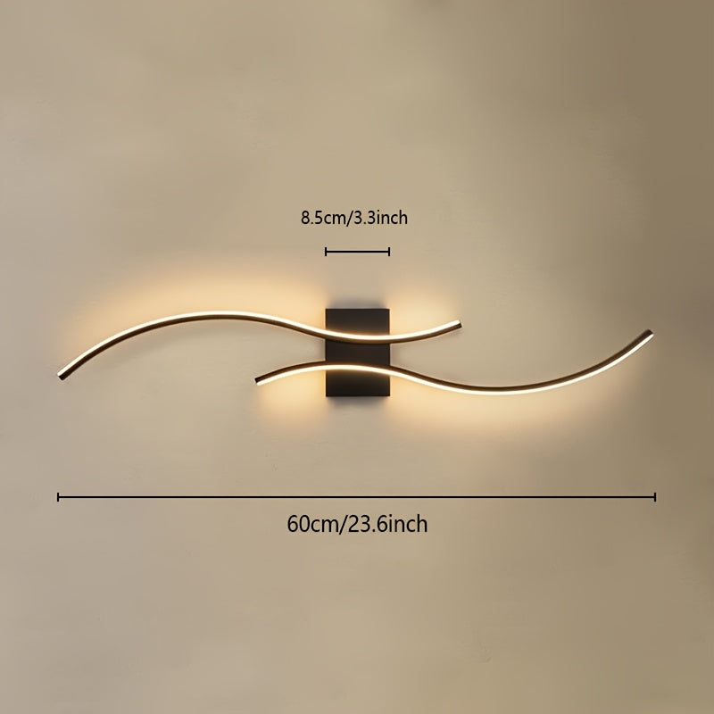 1pc Lámpara de Pared LED Moderna Negra - Acabado en Metal Mate, Montaje Semi-Rasante, Iluminación Dimmable para Ambiente, Adecuada para Dormitorio, Baño, Cocina, Pasillo, Escalera y Comedor, Lámpara LED Elegante