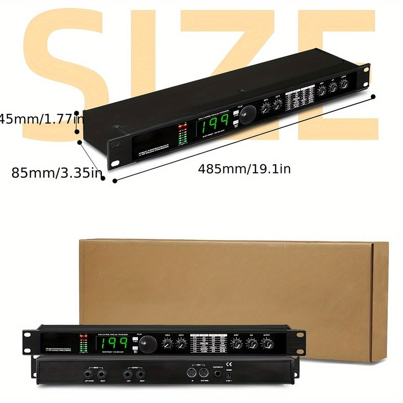 Procesador de audio XGeS con procesamiento de señal de 24 bits - Reverb digital profesional, ecualizador, efectos de micrófono, DSP programable con fuente de alimentación de 110-130V, carcasa de aleación negra, enchufe estadounidense | Procesamiento de s