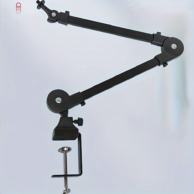 Soporte de micrófono profesional de hierro negro con brazo de armazón y gestión de cables - Estable y flexible, ajustable para transmisiones, podcasting, juegos y más - Ideal para estudio, escenario y uso de televisión, equipo de transmisión|Soporte de b