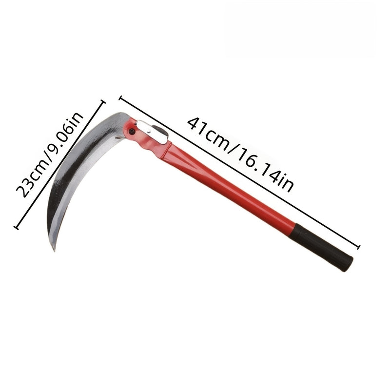 Guadaña Plegable de Acero al Manganeso Resistente - Opciones de Mango de 41.0 cm y 51.0 cm, Herramienta de Jardinería con Hoja Afilada Ideal para Deshierbar, Cortar Césped y Leñarreo, Diseño Ergonómico, Estructura Ligera y Portátil, Material Duradero en