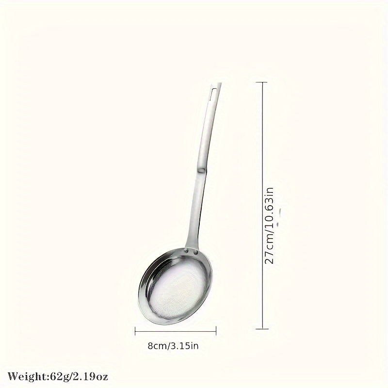 1pc Cuchara Separadora de Aceite de Acero Inoxidable - Colador de Malla Fina para Uso en Cocina y Restaurante, Grado 304 Duradero