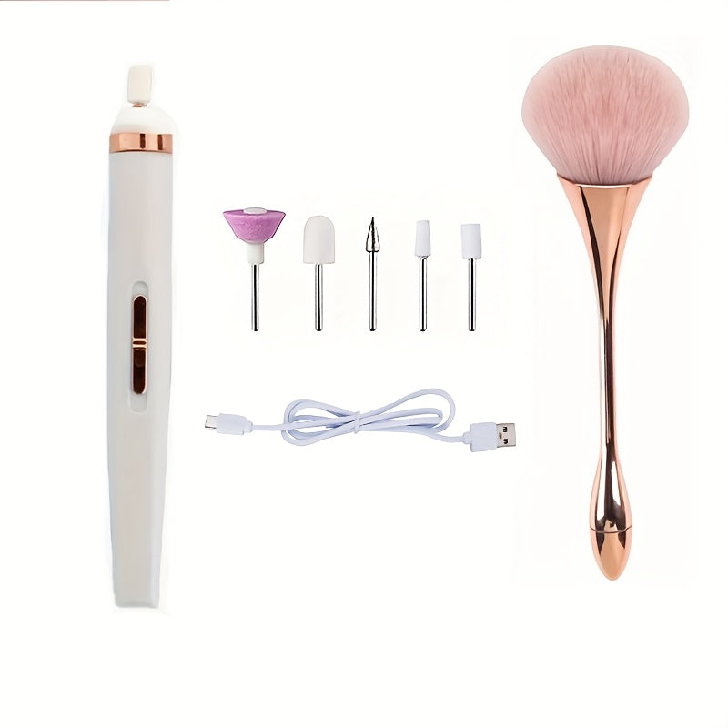 Limas de Uñas Eléctricas Portátil Profesional - 5 Accesorios Incluidos, Recargable USB con Luz LED y Velocidad Ajustable, Ideal para Manicura y Cuidado de Uñas