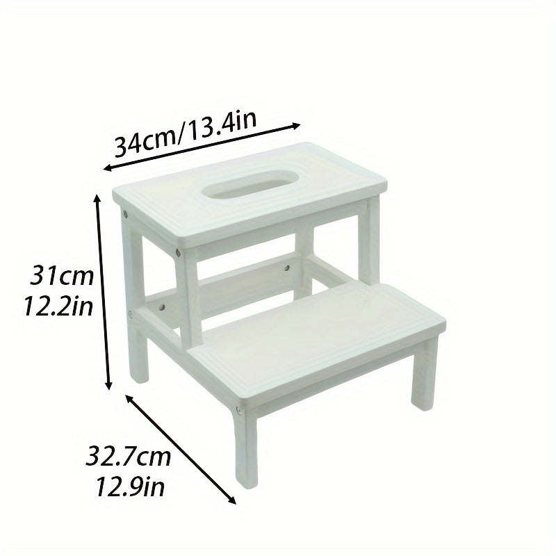 Taburete multifuncional de madera maciza blanco