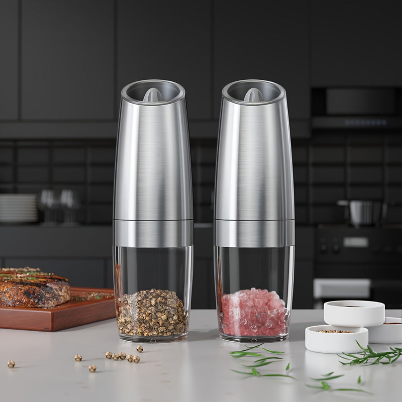 Molino de pimienta y sal eléctrico automático CLITON - Molino de acero inoxidable con luz LED, ajuste de finura, mayor capacidad actualizada, operación de una mano, alimentado por batería, regalo perfecto para el hogar y la cocina, molinillo de cocina, m