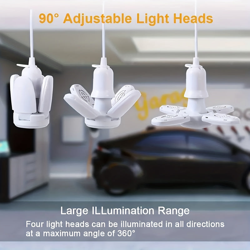 UNITEDLUX 28W LED Lámpara Colgante, E26/E27, 6500K Luz de Día, Diseño Plegable de 4 Hojas, Plafón Semiempotrado, con Pantalla de Plástico Desmontable, para Uso en Interiores, No Se Requieren Accesorios