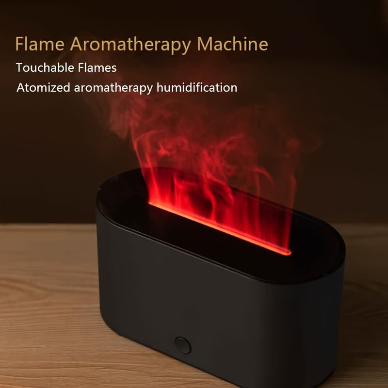 Difusor de aceites esenciales con diseño de llama, luz ambiental y luz nocturna, alimentado por USB, ideal para hogar, dormitorios y oficinas