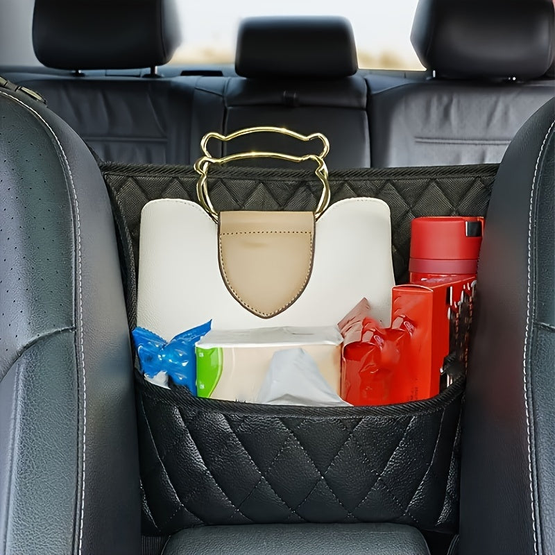 Organizador de asiento de coche de cuero falso de lujo, montaje colgado espacioso para asiento trasero con múltiples compartimentos, ideal para coches familiares, viajes y uso diario