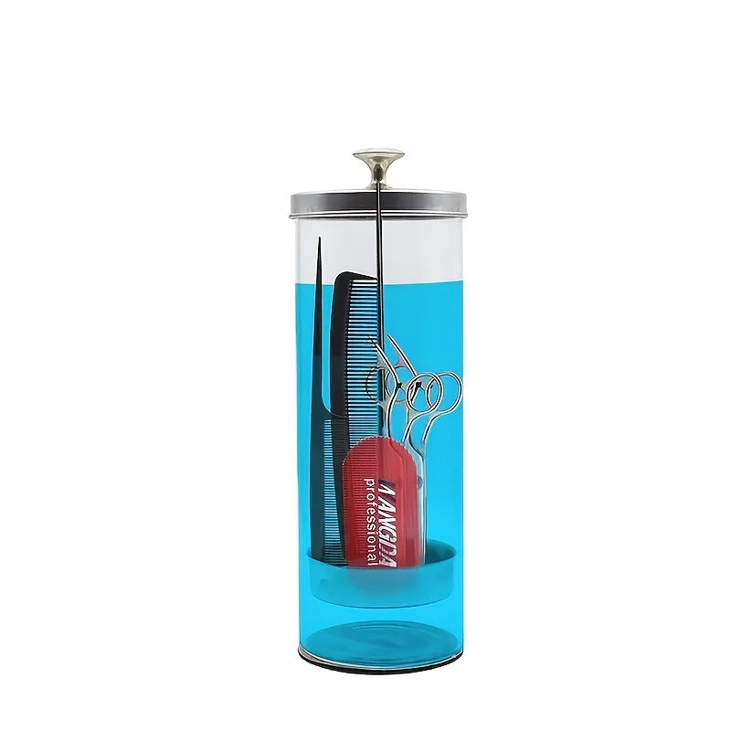 Vaso de Desinfección para Herramientas de Belleza con Cepillo Integrado - Botella de Esterilización Manual para Salón y Uñas, Sin Fragancia, No Requiere Electricidad
