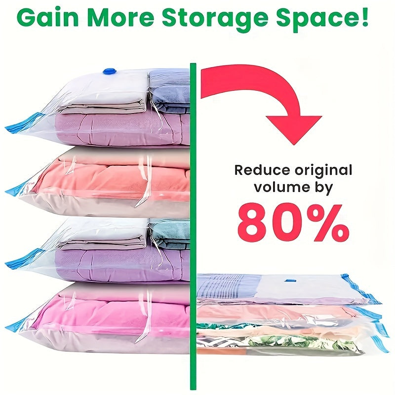 Juego de 12 Bolsas de Almacenamiento al Vacío, Combo de Tamaños Variados con 1 Bomba Manual, Paquete para Compresión de Ropa Navideña, Organizador Portátil de Plástico para Viajes para Mantas, Ropa de Cama, Edredones y Colchas, Bolsas Esenciales Ahorrado