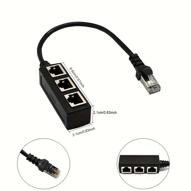 Divisor de Ethernet RJ45 1 Macho a 3 Puertos Hembra Adaptador de cable LAN RJ45, compatible con Cat5, Cat5e, Cat6, Cat7, Cat8, alimentado por USB, tensión de funcionamiento ≤36V, adecuado para SmartThings