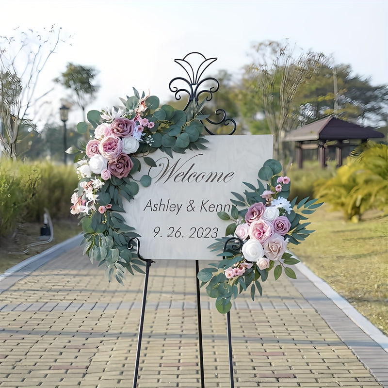 Juego de 2 piezas de flores artificiales para decoración de arco de boda, área de bienvenida, colgantes, flores angulares, decoración exterior, puerta, arreglo floral para bodas