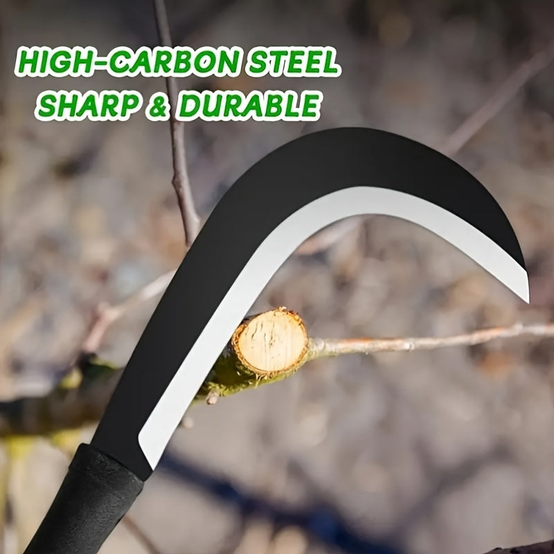 Cuchilla de hierro de acero de alta calidad para jardinería, poda y cortar leña - Cuchillo de hierro de acero de manganeso duradero con estructura, tratamiento de agua y fuego, ideal para acampar al aire libre, cortar césped y cosechar cultivos, herramie