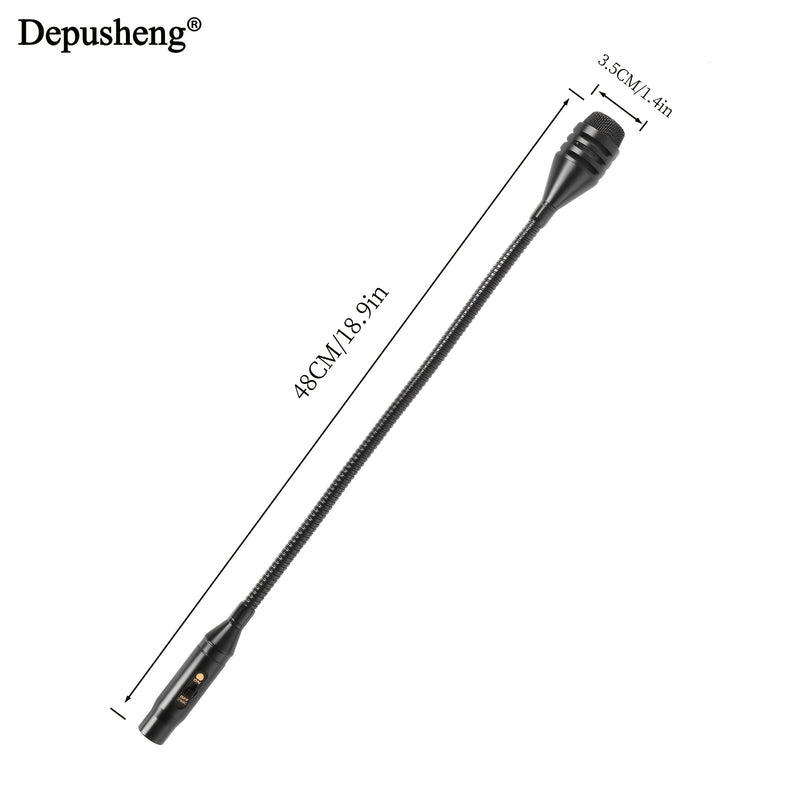 Microfono Dinámico Profesional con Cable XLR de 16 Pulgadas DEPUSHENG - Metal Negro, Rotación de 360° y Ángulo Ajustable, Reducción de Ruido, Flexible para Mezcladores de Audio, Canto, Podcasting y Transmisión en Vivo