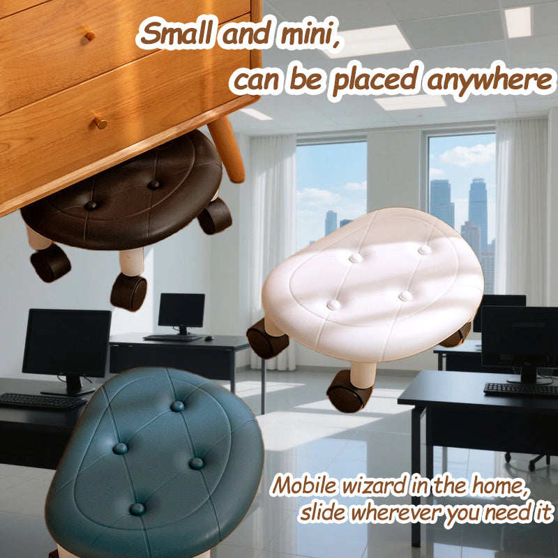 Taburete de cuatro ruedas, silla universal para oficina con rodillos para 4 estaciones, asiento bajo para pedicura, ideal para hogar, oficina y limpieza del piso