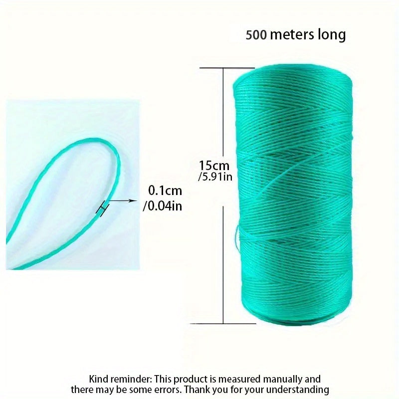 Cuerda de jardinería verde duradera de 500m - Diámetro de 1mm, cuerda de unión de plástico para verduras, tomates y más - Perfecta para invernaderos, camas de flores, redes de pesca y tareas de jardinería, alta resistencia y fácil de cortar, malla de jar