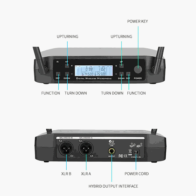 1pc XGeS GXD4 Sistema de micrófono inalámbrico portátil UHF, 200 canales, sonido claro, larga vida de batería, alimentación USB, control de volumen, conector XLR, para actuaciones en vivo, grabaciones de bandas, reuniones de estudio, karaoke, transmisión