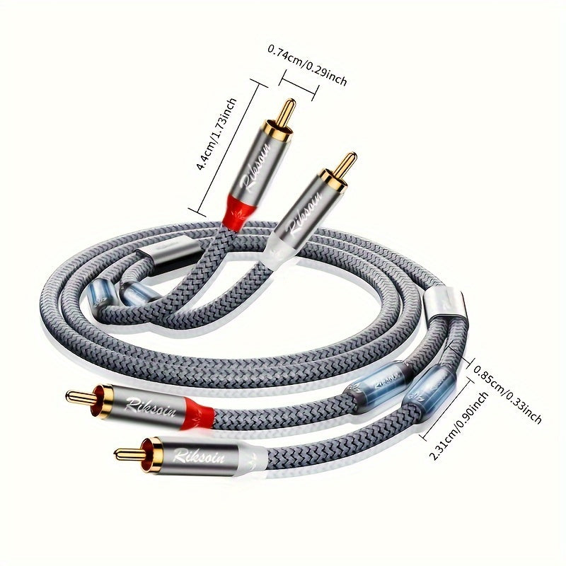 Cable de audio de alta fidelidad RIKSOIN con dobles anillos magnéticos: Cable de audio estéreo macho 2RCA a macho 2RCA, anti-interferencias, adecuado para teatro en casa, TV HD, amplificadores, sistemas de alta fidelidad, altavoces