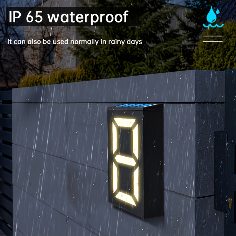 Luz de puerta LED solar Amaryllis - Señal de dirección digital de bricolaje con sensor de movimiento, acabado pulido, montaje semienterrado, incluye hardware de instalación, ideal para jardín exterior, porche y patio, batería de níquel, luz LED de cinta