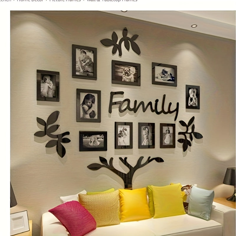 Juego de decoración de pared con marco de foto acrílico 3D con plantilla de adhesivo - Galería de collage de fotos DIY autoadhesivo para el hogar, árbol genealógico, bodas, Año Nuevo, Navidad, regreso a la escuela, aniversarios