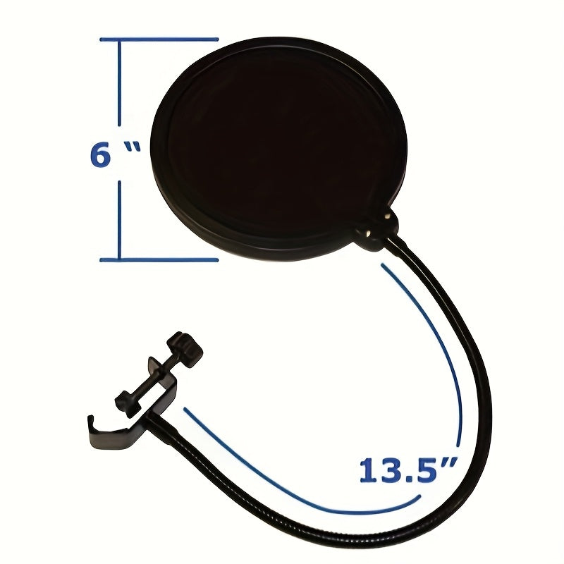 Accesorios de micrófono, funda de micrófono con filtro anti-pop, escudo de micrófono portátil para reducción de ruido de grabación, grabación de estudio de micrófono, 360° gancho de cuello de ganso, brazo estabilizador
