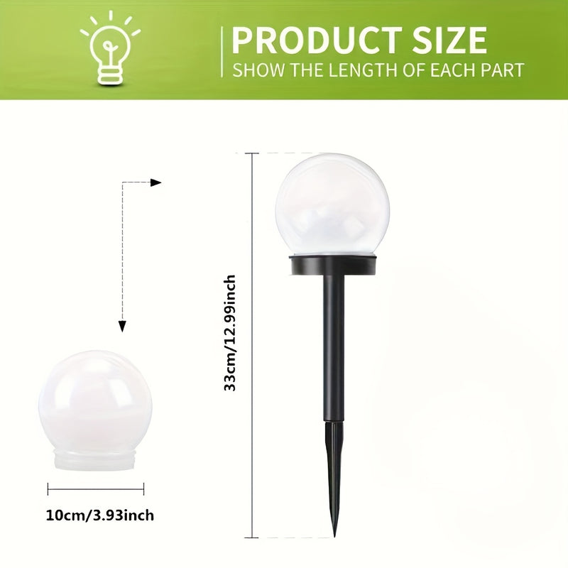 Luces de jardín de bola LED solares - Adecuadas para caminos, patios, terrazas, césped y patios. Iluminación exterior para paisajes. Plástico duradero, encendido/autoapagado, iluminación de acento para césped. Luz exterior moderna. Luces solares.