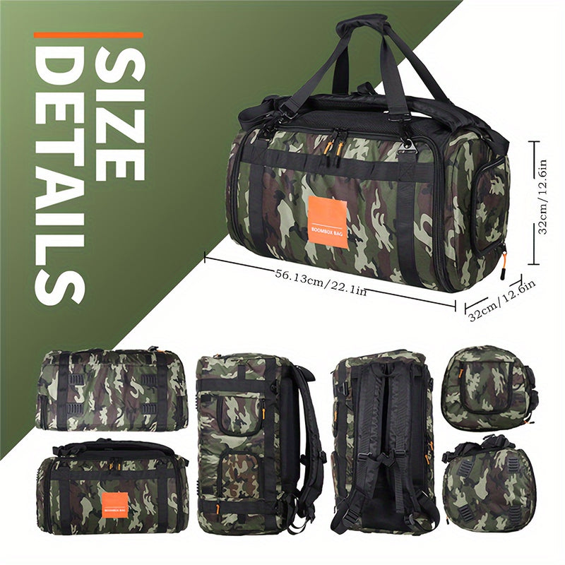 Bolsa de viaje de altavoz Partybox 110, camuflaje con acceso de cremallera, ventana de sonido coincidente para operación fácil, estuche de equipo de música