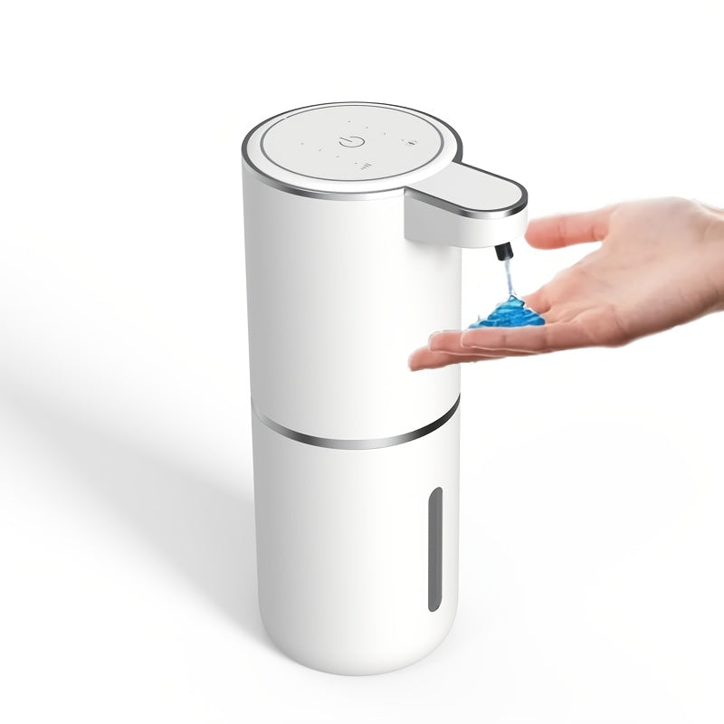 Dispensador de jabón sin contacto, dispensador automático de jabón, dispensador de jabón de pared para baño con carga rápida USB y pantalla de energía, 4 configuraciones ajustables, capacidad de 12.85 oz