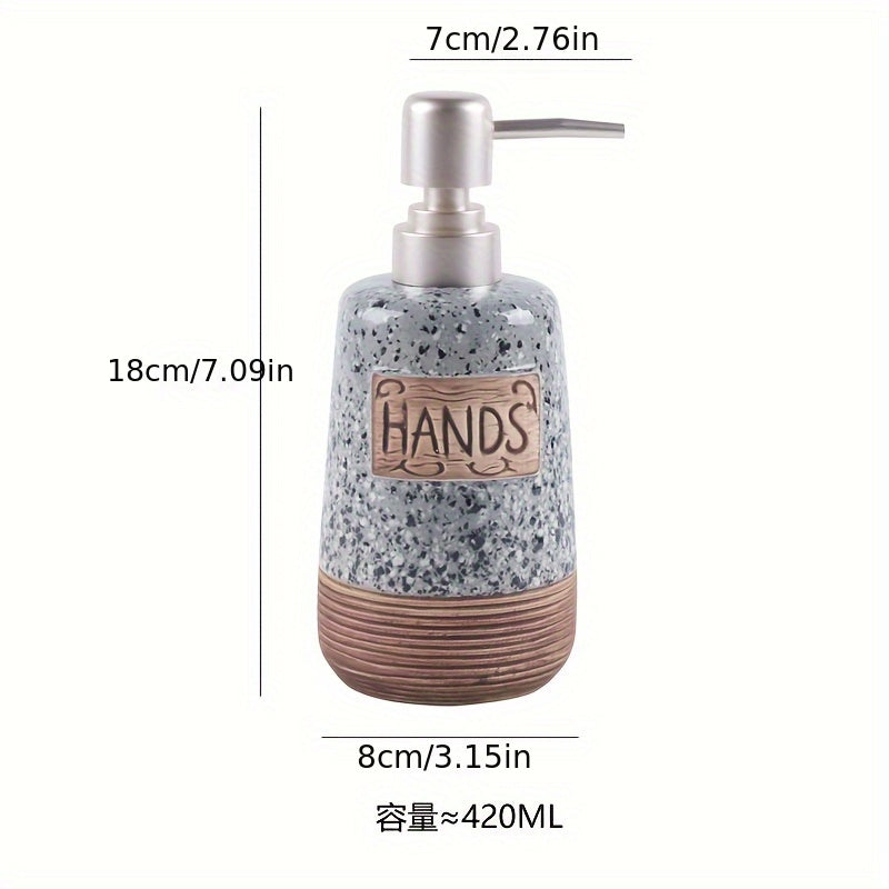 1 dispensador de jabón de cerámica, botellas de bomba de loción artesanales vintage, dispensadores de jabón para cocina y baño, estilo rústico para jabón para platos y jabón de manos, dispensador de loción recargable