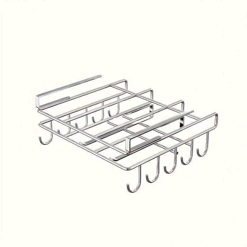 Estante de almacenamiento de cocina de doble capa con montaje en pared de acero inoxidable con acabado de madera - Diseño sin taladro para ahorrar espacio para tablas de corte, tapas, espátulas y utensilios - Organizador de puertas de armarios de cocina