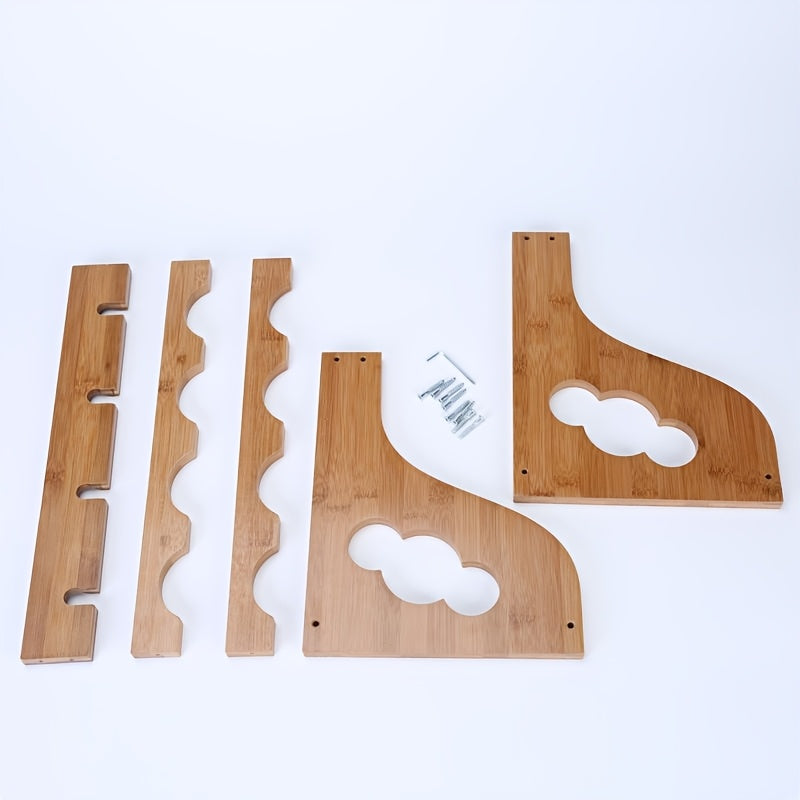 Soporte de vino de bambú de 4 ranuras con copa de madera - Soporte de vaso alto desmontable para vino tinto y almacenamiento de vidrio elegante, acabado de madera natural, perfecto para decoración de bar en casa o mesa de comedor, decoración de vino