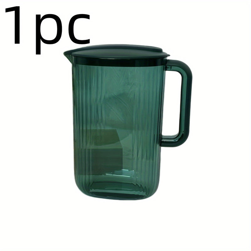 1pc Jarra de Agua Fría de 2L de Gran Capacidad con Tapa - Recipiente de Bebida de Plástico Duradero, Opciones en Teal y Transparente con Asas Negras, Perfecto para la Cocina de Casa y Camping al Aire Libre, Jarra de Agua para Nevera