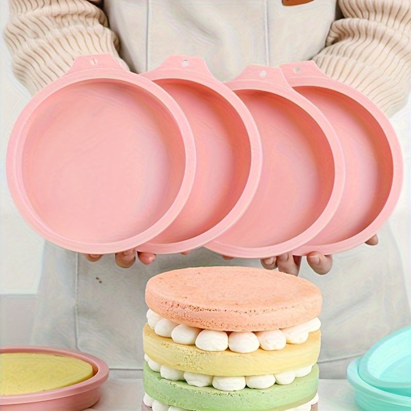 4 piezas de moldes de silicona para pasteles para horno y freidora de aire - Moldes para hornear redondos versátiles para pasteles en capas, pan, tostadas - Antiadherentes, multitamaño (10,16 cm, 15,24 cm, 20,32 cm) - Gadgets y accesorios de cocina durad