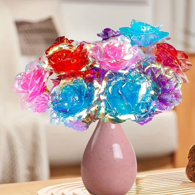 Paquete de 30 Rosas Artificiales Vintage de 24K - Decoración Floral Realista Multicolor para San Valentín, Bodas, Día de la Madre, Día del Padre, Pascua y Acción de Gracias - No Necesita Agua ni Baterías, Ideal para Interiores/Exteriores y Fiestas