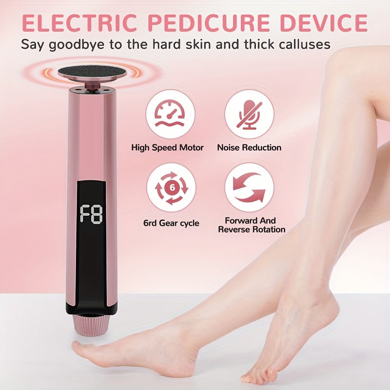 Exfoliador Eléctrico de Pies y Lijadora de Uñas Recargable - Dispositivo de Pedicura con Batería de Litio de Larga Duración, Sin Fragancia, USB, para Hogar, Viajes o Salón - Herramienta Profesional de Cuidado de Uñas, Diseño Elegante, Construcción de Alt