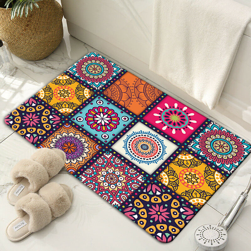 Alfombras de franela estampadas para entrada, sala, dormitorio y baño, absorbentes y antideslizantes
