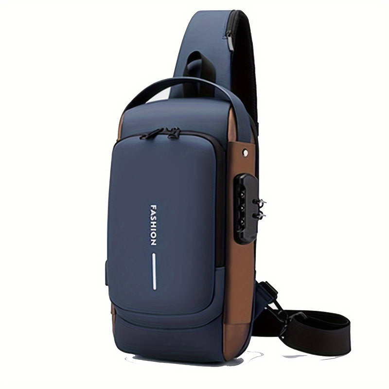 Bolso Antirrobo para Hombres con Puerto de Carga USB - Bandolera Elegante para Motocicleta y Deportes de Ocio, Tela Oxford Duradera, Correa de Hombro Ajustable, Compartimentos con Doble Cremallera