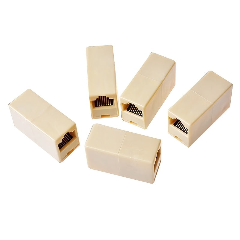 6/10piezas Acoplador de cobre chapado en amarillo premium RJ-45 Ethernet, rectangular categoría, sin necesidad de energía, contacto de cobre adaptador de cable Cat5/Cat6 unión sin batería
