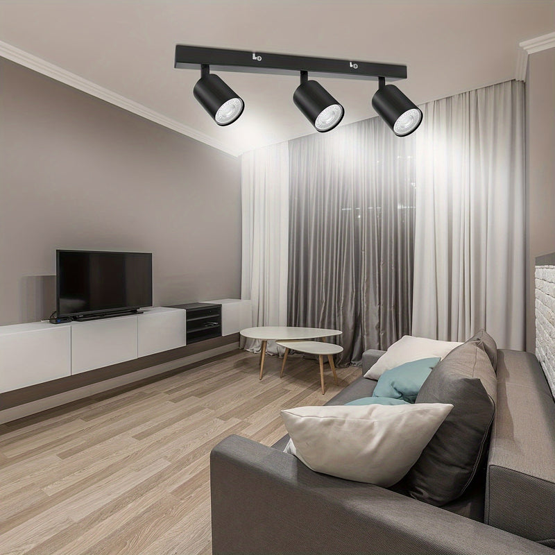 Luminaria de techo con seguimiento AMANSOUR LED, hierro fundido Semi Flush Mount, spotlight ajustable de 350°, GU10, con hardware de instalación, para salón dormitorio cocina, sin bombillas incluidas