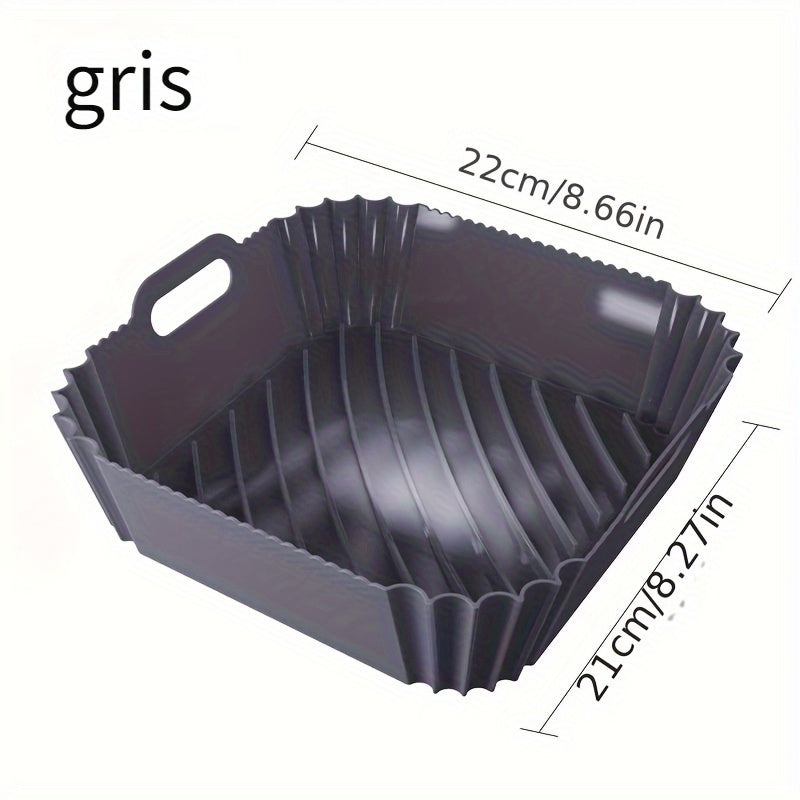 1pc Almohadilla de silicona cuadrada para freidora de aire, multifuncional 3D superficie lisa diseño de ranura lineal cuadrada reutilizable bandeja para hornear antiadherente de alta temperatura, Kitche Eid Al-Adha Mubarak
