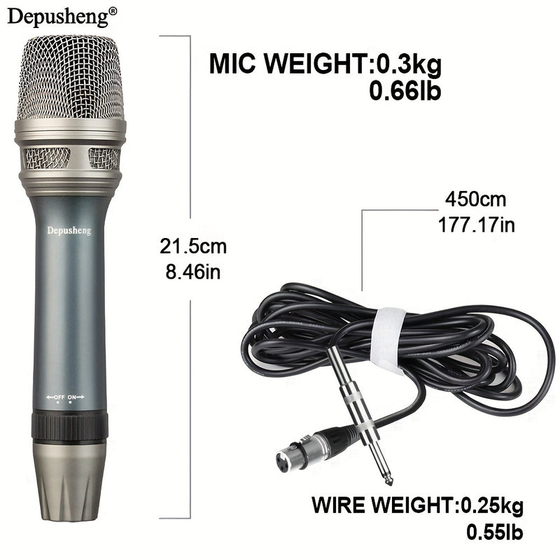 Micrófono vocal dinámico DEPUSHENG C90, profesional de bobina móvil unidireccional, cable de audio XLR, patrón de polaridad cardioides, con función silenciosa, conector de 6,35 mm, para karaoke, videojuegos, videoconferencias, transmisión, grabación
